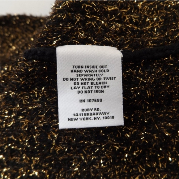 Ruby Rd Embellished Brown and Gold Metallic Pullover Sweater Petite Large - Picture 8 of 12